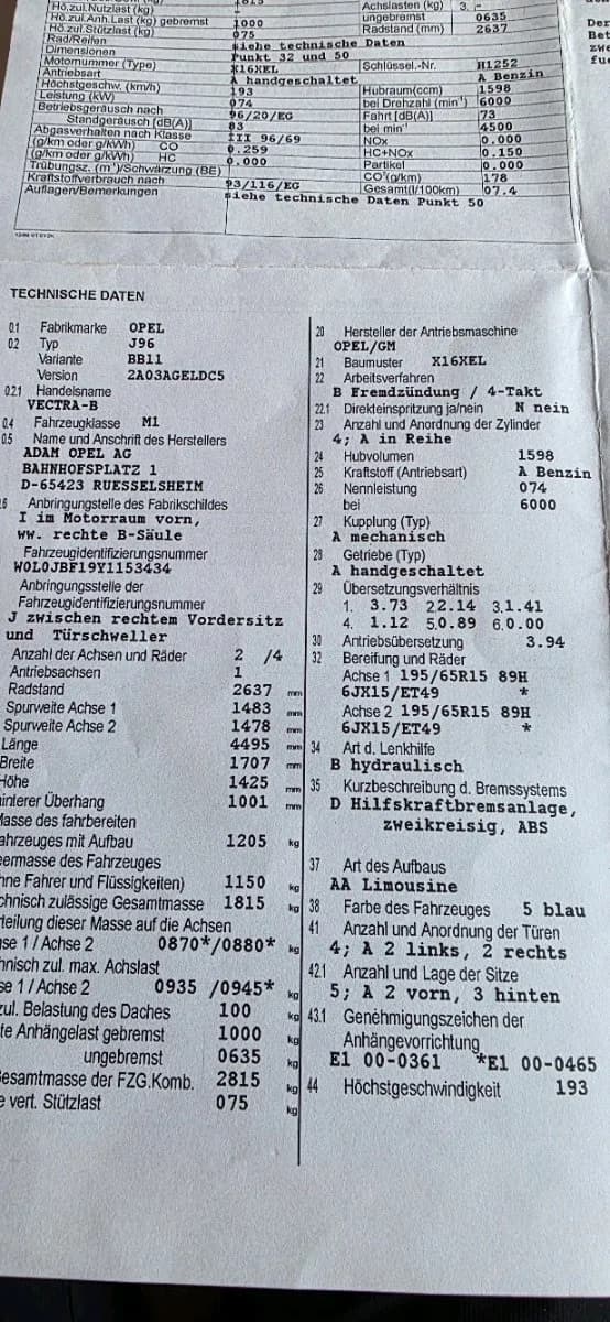 Opel Vectra 2000 – € 1.500, 90 000 km – Bild 1 von 9
